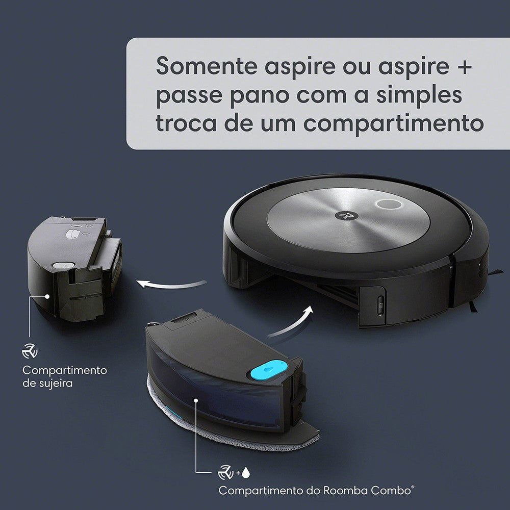 Robô Aspirador Roomba Combo J5, 2 em 1, Aspira e Passa Pano, da iRobot