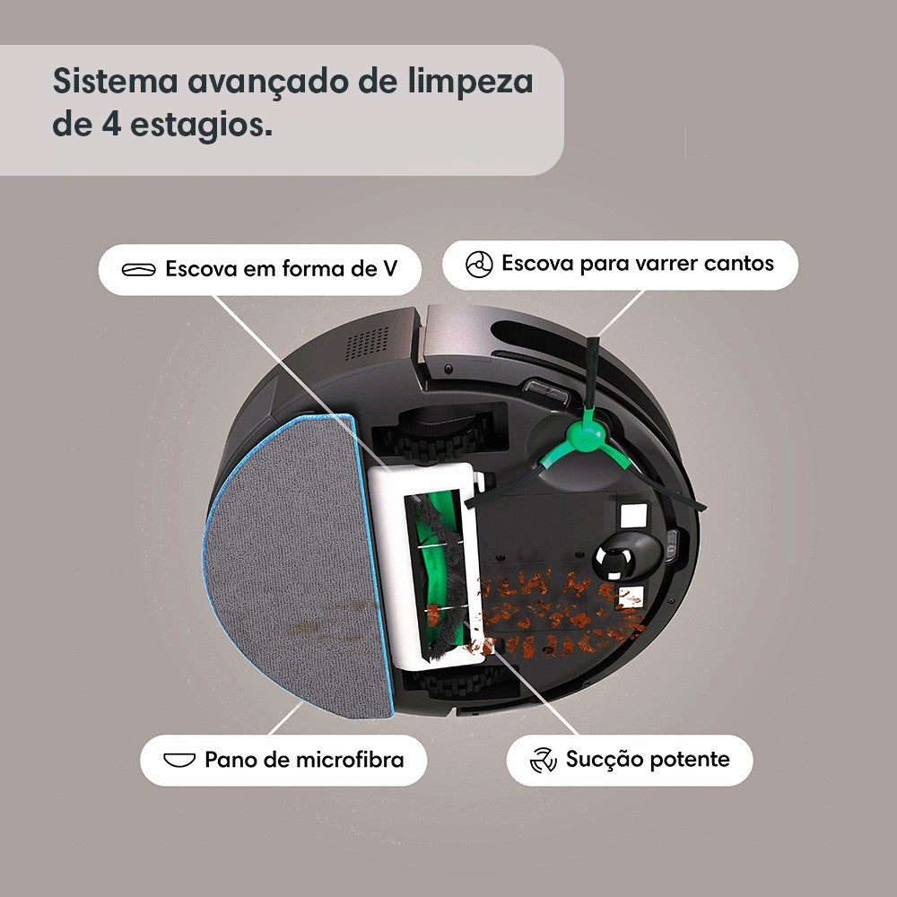 Robô Aspirador de Pó e Passa-Pano Inteligente Bivolt Roomba Essential Y 2 em 1