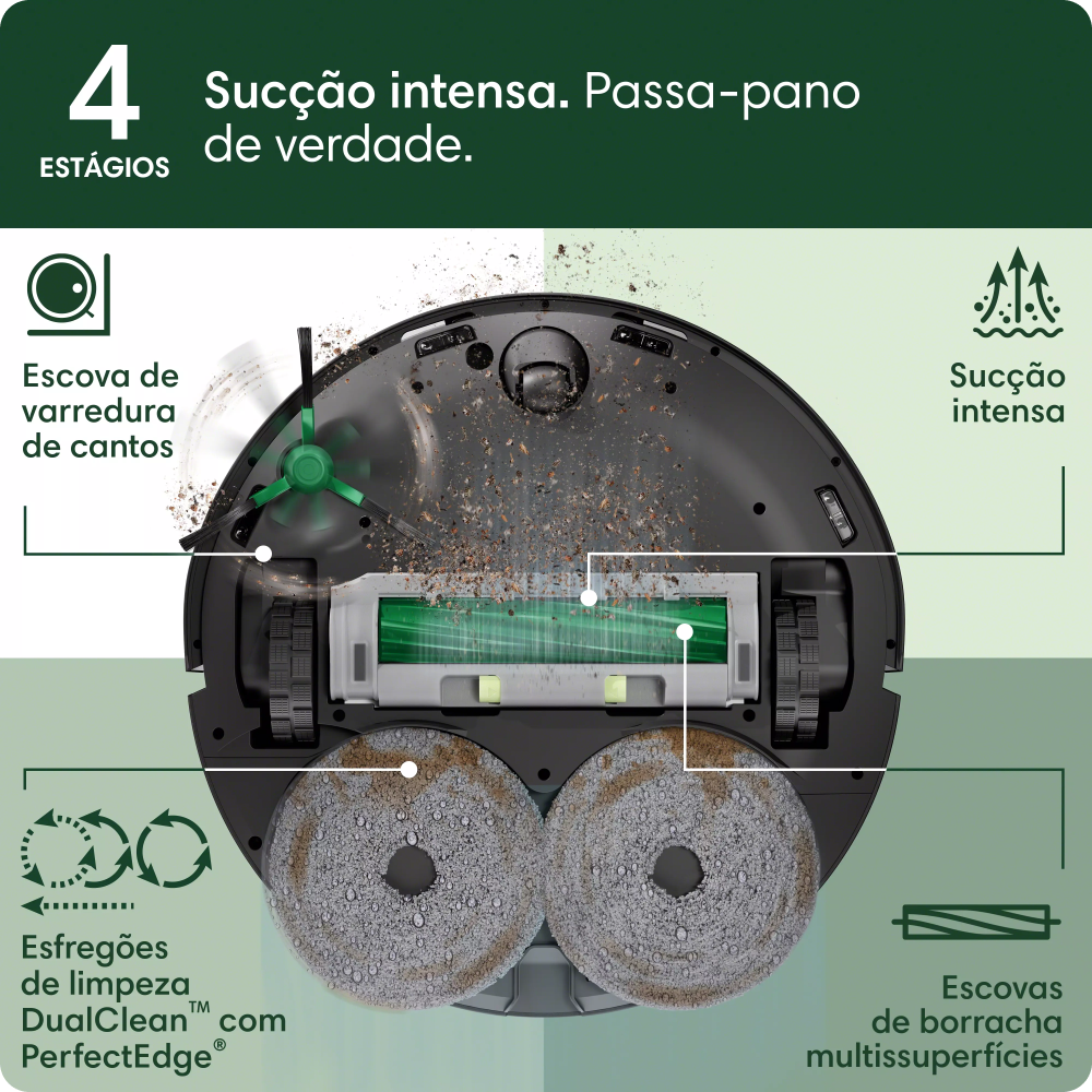 Robô Aspirador, 2 em 1, iRobot - Roomba Combo 405+ com Base AutoWash